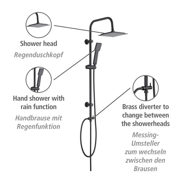 Matně černý sprchový set z nerezové oceli 101 cm Cuadro – Wenko-image-4