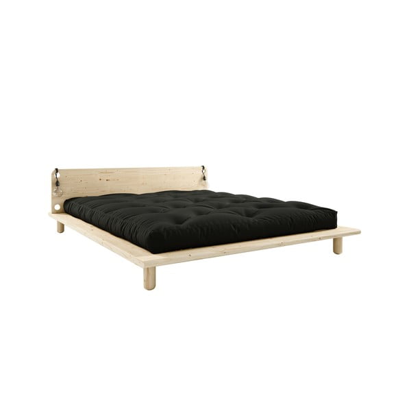 Dvoulůžková postel s lampičkami a černou matrací Double Latex Karup Design Peek, 180 x 200 cm