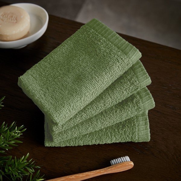 Zelené rychleschnoucí/froté bavlněné ručníky v sadě 4 ks 30x30 cm Quick Dry – Catherine Lansfield-image-1