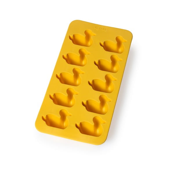 Žlutá silikonová forma na led Lékué Duck, 10 kostek