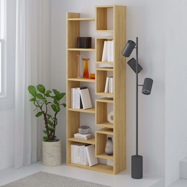 Knihovna v dekoru dubu v bílo-přírodní barvě 60x168,5 cm Eladi – Marckeric-image-3