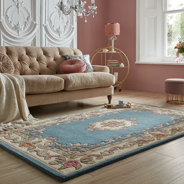 Modrý vlněný koberec Flair Rugs Aubusson, 120 x 180 cm-image-1
