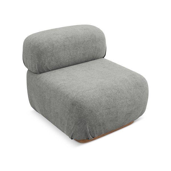 Šedý modul pohovky z textilie bouclé (středový díl) Ailani – Makamii-image-1