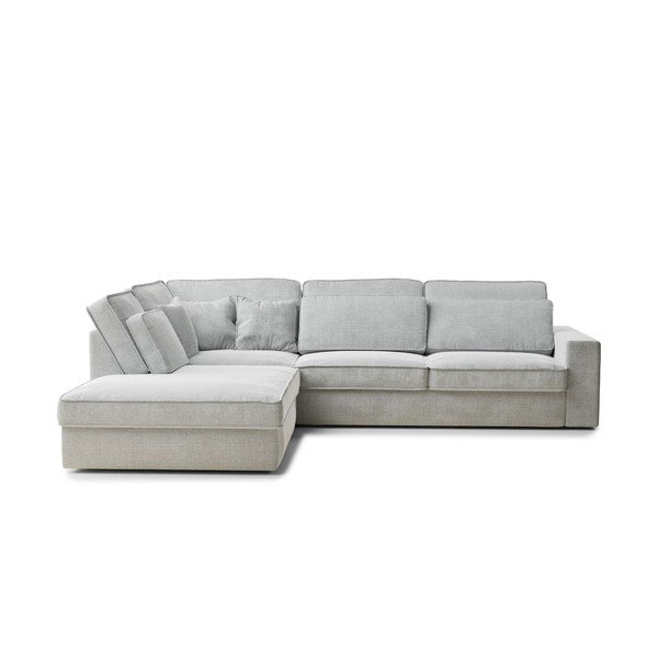 Světle šedá žinylková rohová pohovka (levý roh/do L) Kirou – Maison de Rêve