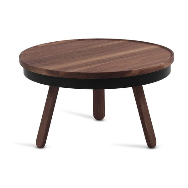 Hnědý odkládací stolek z dubového dřeva s černými detaily a úložným prostorem Woodendot Batea M