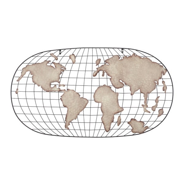 Kovová nástěnná dekorace Mauro Ferretti Globe Oval Dark