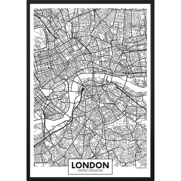 Nástěnný plakát v rámu MAP/LONDON, 70 x 100 cm