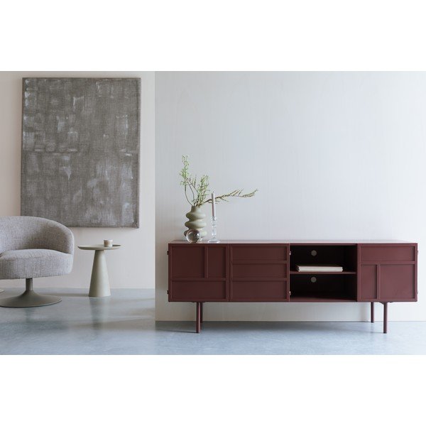 Červený kovový TV stolek 160x58x36 cm Davis – White Label-image-4