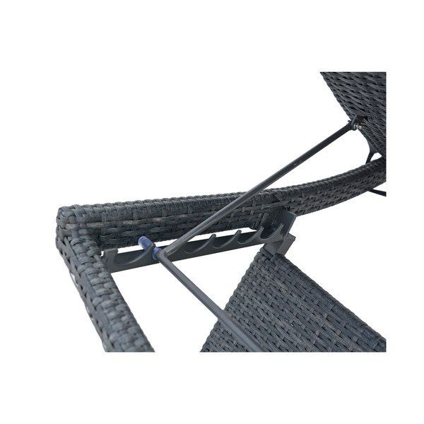 Tmavě šedé zahradní lehátko z umělého ratanu Charlotte - Rojaplast-image-4