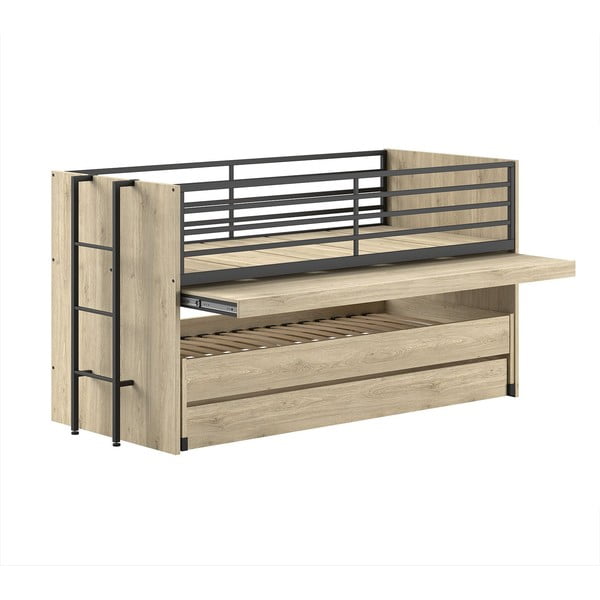 Patrová dětská postel s výsuvným lůžkem s roštem v přírodní barvě 90x200 cm Sam – Vipack