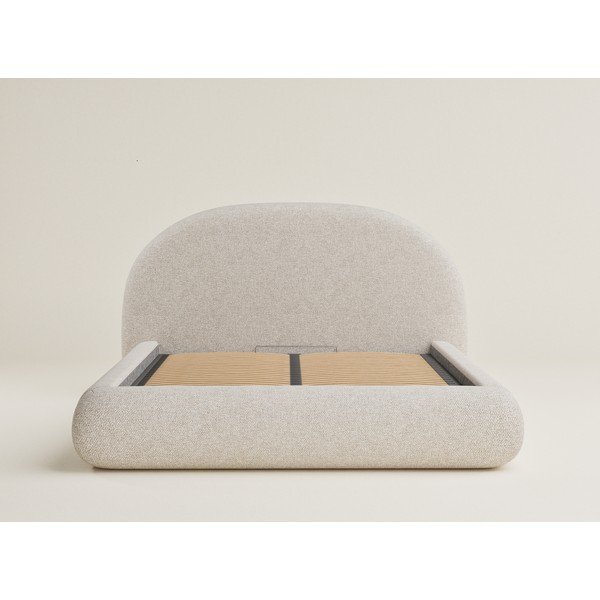 Krémová čalouněná dvoulůžková postel s úložným prostorem s roštem 160x200 cm Maumere – Maison de Rêve-image-2