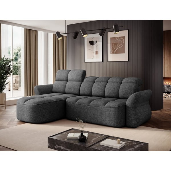 Tmavě šedá sametová rozkládací/s úložným prostorem rohová pohovka (levý roh/s lenoškou) Beneth – ELTAP-image-3
