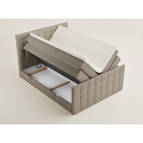 Béžová boxspring postel s úložným prostorem 200x200 cm Tasca – Maison de Rêve-image-3