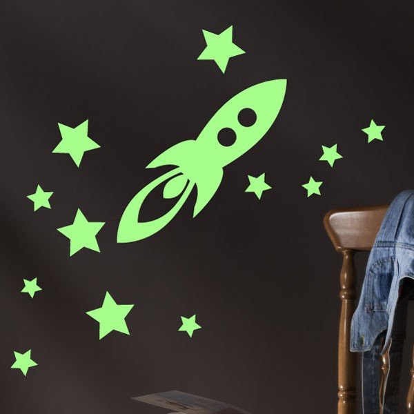 Svítící samolepka Ambiance Rocket And Stars-image-1