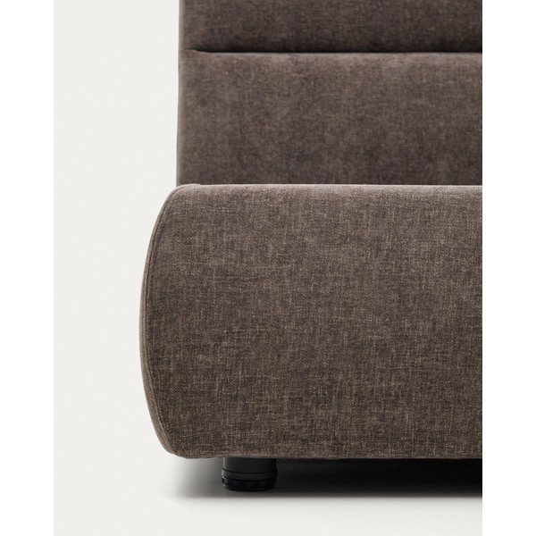 Tmavě hnědá čalouněná dvoulůžková postel z žinylky s úložným prostorem s roštem 180x200 cm Dafra – Kave Home-image-4