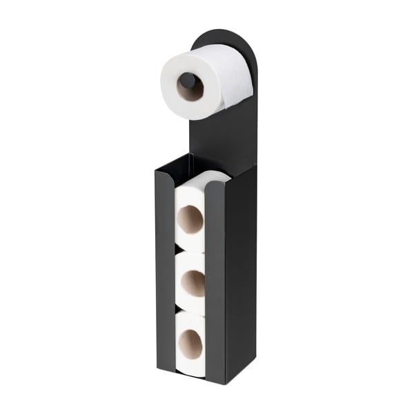 Černý samodržící ocelový držák na toaletní papír Agira – Wenko-image-4