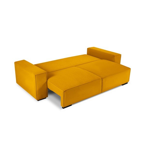 Žlutá manšestrová rozkládací pohovka Mazzini Sofas Azalea-image-3