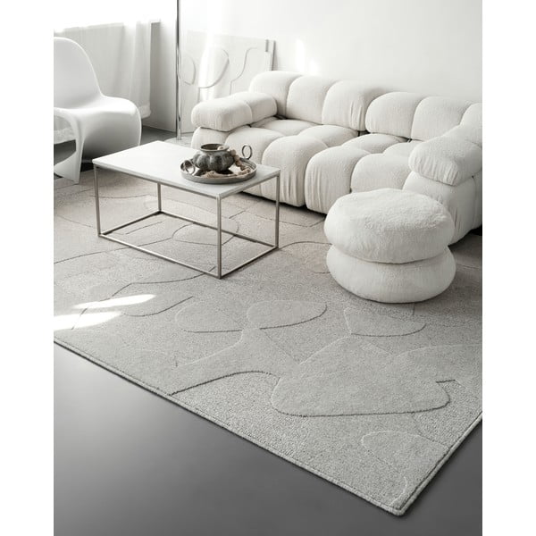 Světle šedý vlněný koberec 200x300 cm Morphic Botanica – Agnella-image-1