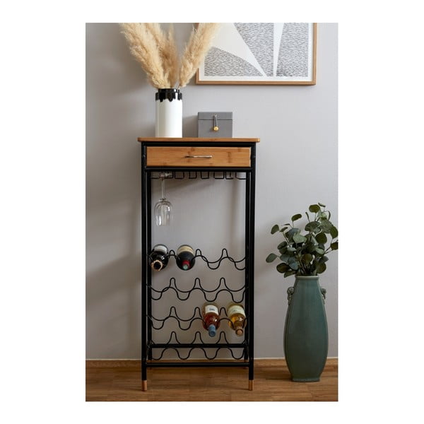 Kovová vinotéka v černo-přírodní barvě na 16 lahví, 48x95 cm Loft – Wenko-image-2