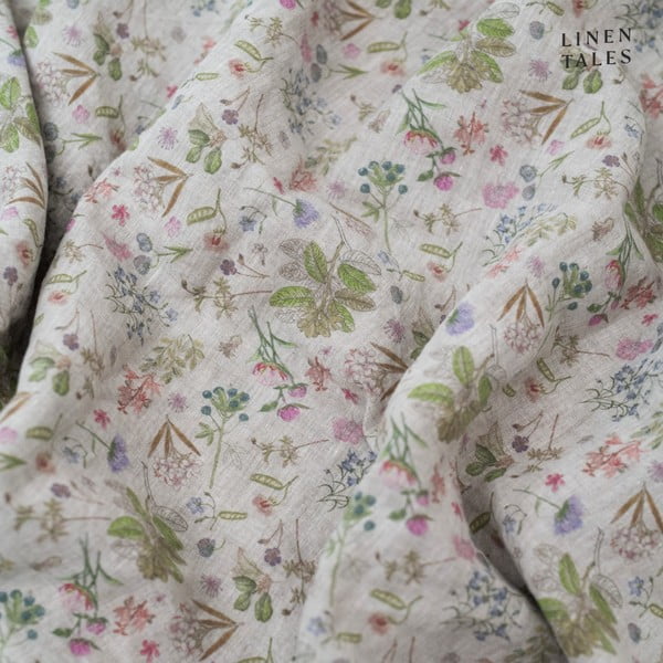 Napínací lněné prostěradlo v přírodní barvě 200x200 cm Botany 2 – Linen Tales-image-1