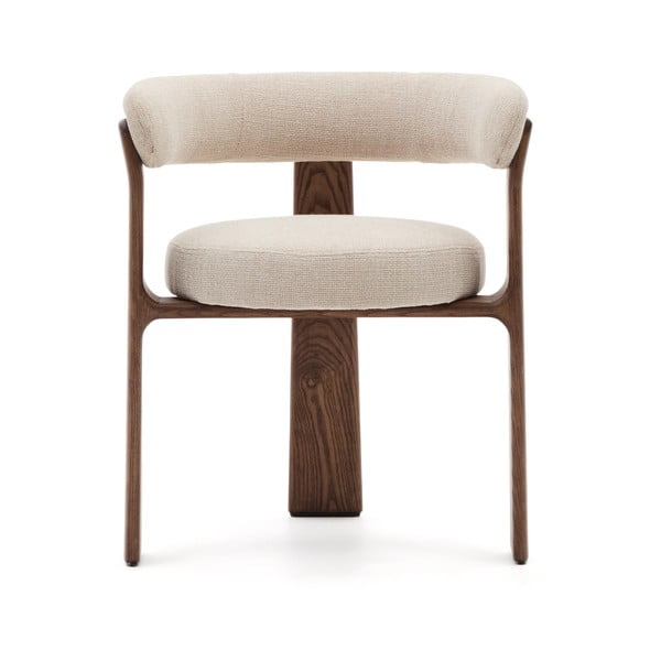 Hnědé/béžové jídelní křeslo s područkami z jasanového dřeva Granite – Kave Home-image-4