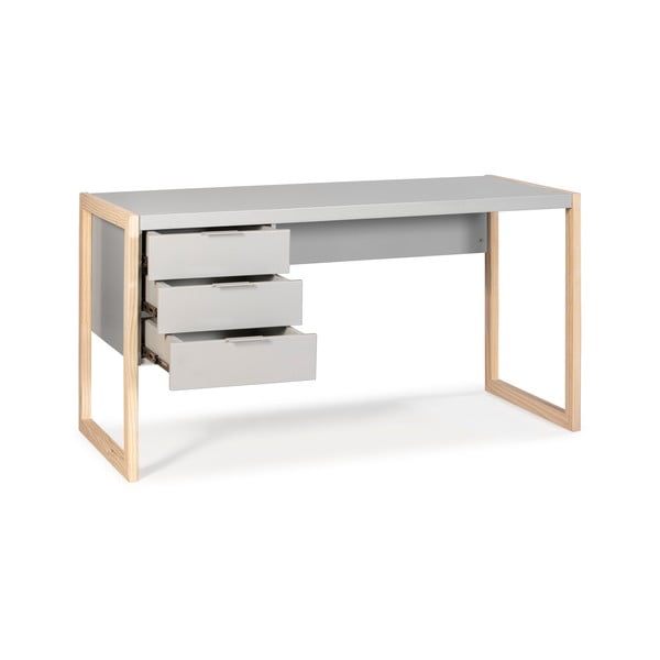 Šedý psací stůl s nohami z borovicového dřeva Marckeric Frank-image-4