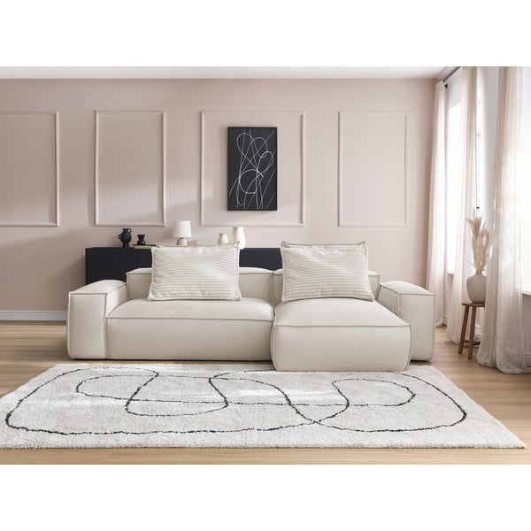 Béžová rohová pohovka z imitace kůže (variabilní roh) Boheme – Bobochic Paris-image-1