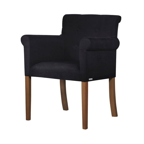 Černá židle s tmavě hnědými nohami z bukového dřeva Ted Lapidus Maison Flacon