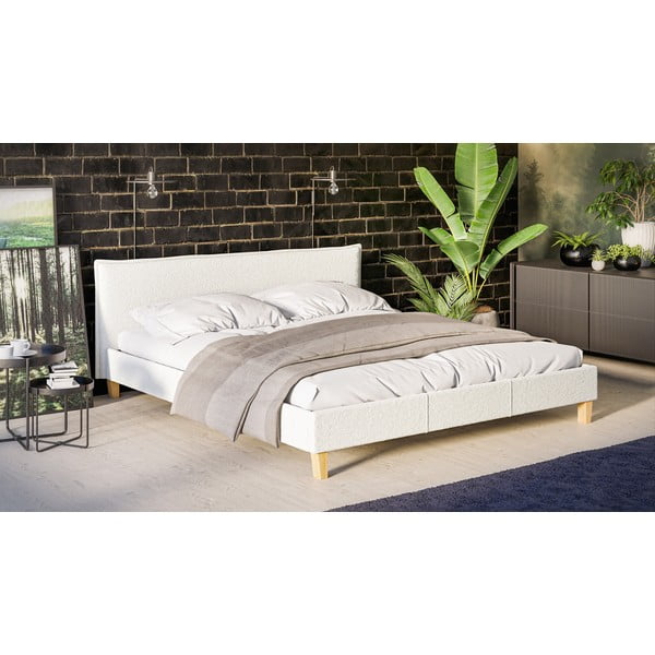 Krémová čalouněná dvoulůžková postel s roštem 180x200 cm Tina – Ropez-image-2