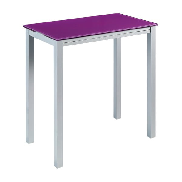 Světle fialový rozkládací jídelní stůl se skleněnou deskou Pondecor Augusto, 55 x 95 cm