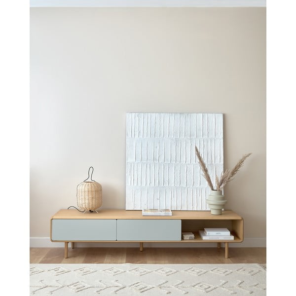 Šedý/v přírodní barvě TV stolek v dekoru jasanu 180x41x42 cm Anielle – Kave Home-image-1