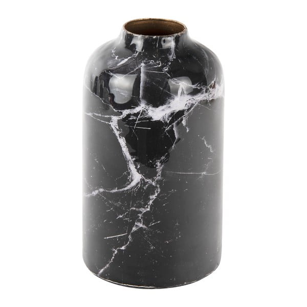 Černo-bílá železná váza PT LIVING Marble, výška 15 cm