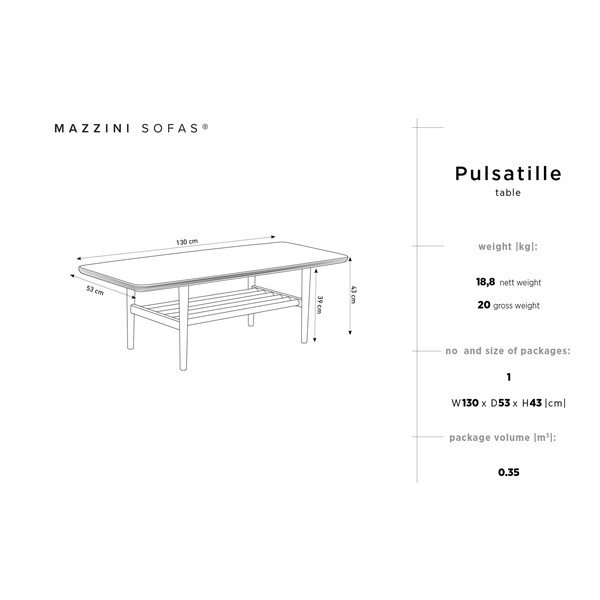 Odkládací stolek z borovicového dřeva Mazzini Sofas Pulsatille-image-2