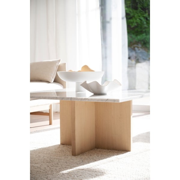 Bílý mramorový kulatý konferenční stolek 90x90 cm Brooksville - Rowico-image-1