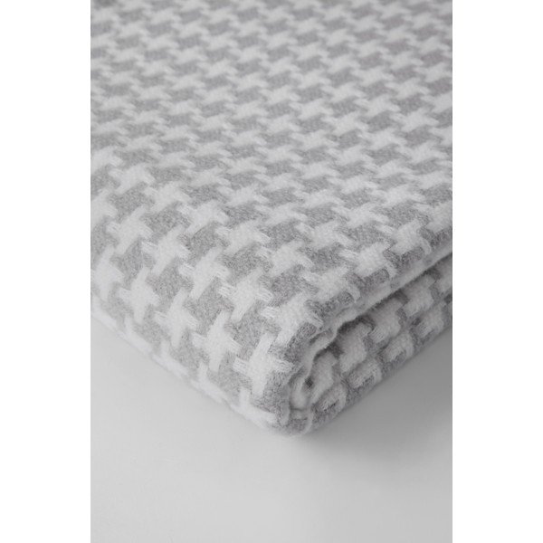 Světle šedý pléd se vzorem kohoutí stopy Euromant Pearls, 140 x 180 cm-image-1