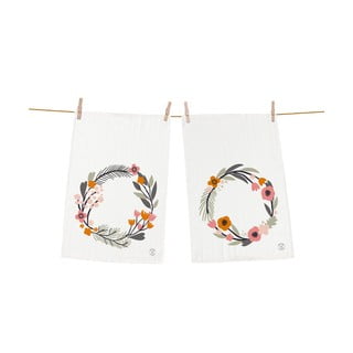 Set 2 kusů utěrek Butter Kings z bavlny Floral Wreath, 70 x 50 cm
