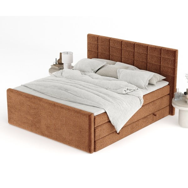 Oranžová boxspring postel s úložným prostorem 180x200 cm Ava – Maison de Rêve-image-4