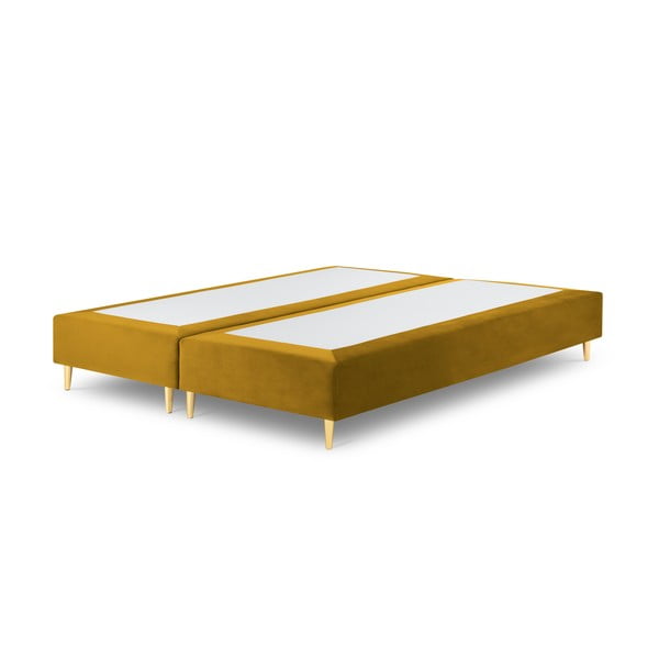 Hořčicově žlutá sametová dvoulůžková postel Milo Casa Lia, 160 x 200 cm