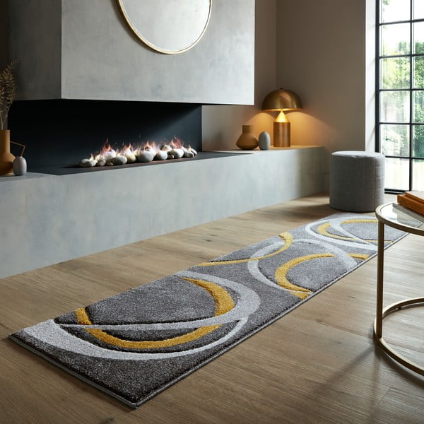 Okrově žluto-šedý běhoun 60x230 cm Elude Orb – Flair Rugs-image-1