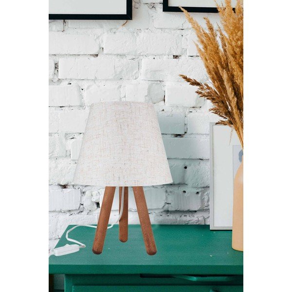 Stolní lampa s textilním stínidlem v bílo-přírodní barvě (výška 33,5 cm) – Squid Lighting-image-1