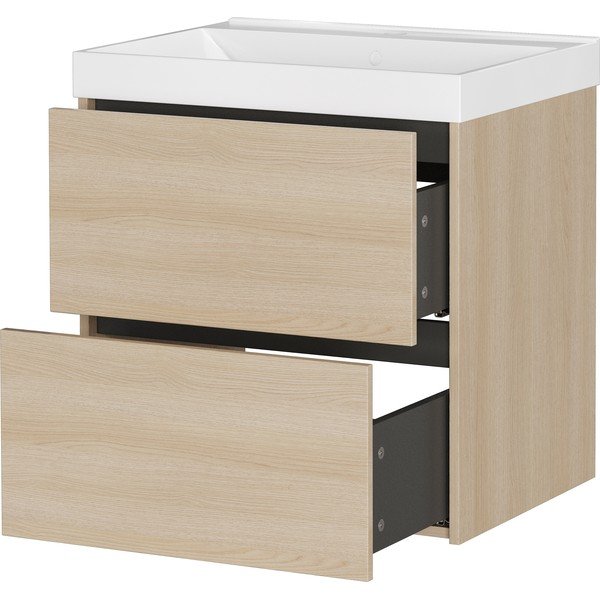 Závěsná skříňka pod umyvadlo v dekoru dubu v přírodní barvě 61x65 cm Bodera – Germania-image-4