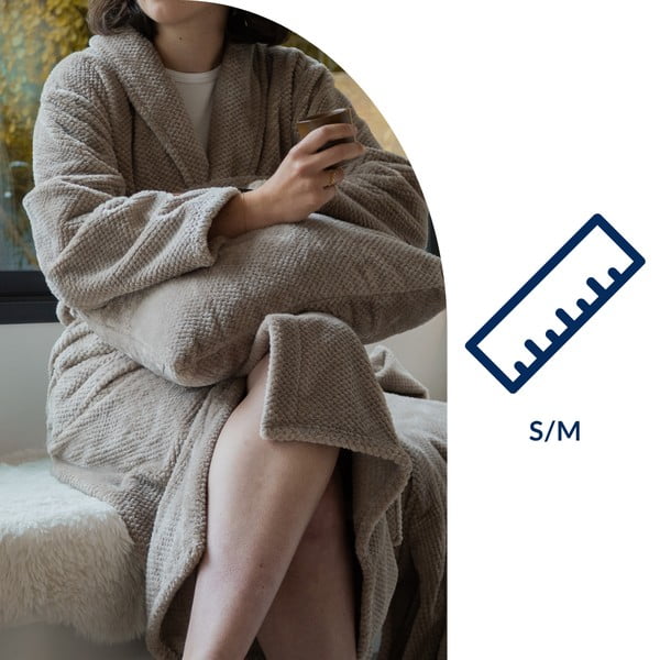 Taupe župan z mikroplyše velikost S/M Pippa – Tiseco Home Studio-image-4