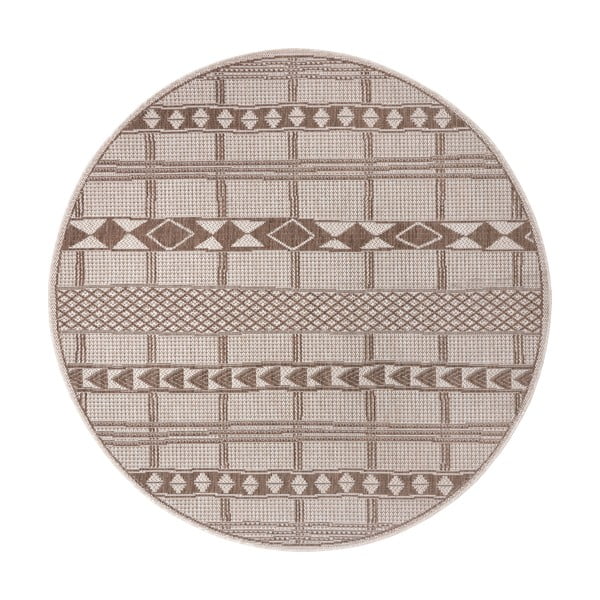 Hnědo-béžový venkovní koberec Ragami Madrid, ø 160 cm