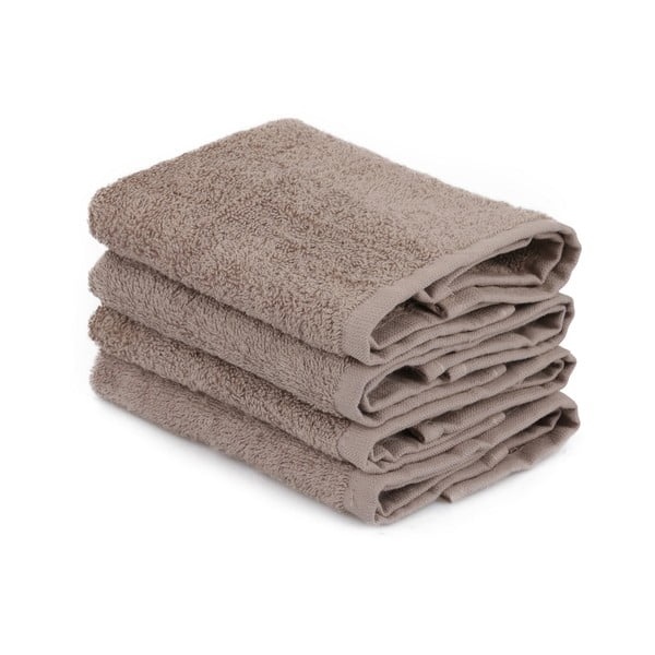 Sada 4 hnědých bavlněných ručníků Alinda, 30 x 30 cm