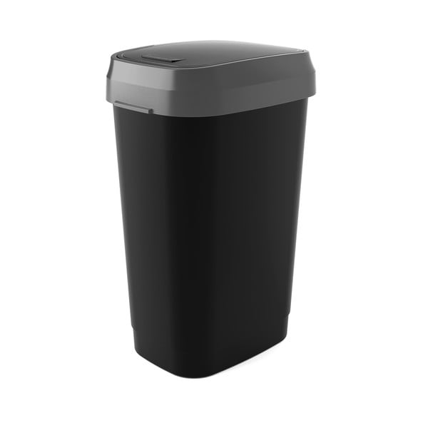 Černý plastový odpadkový koš 50 l Dual Swing – KIS