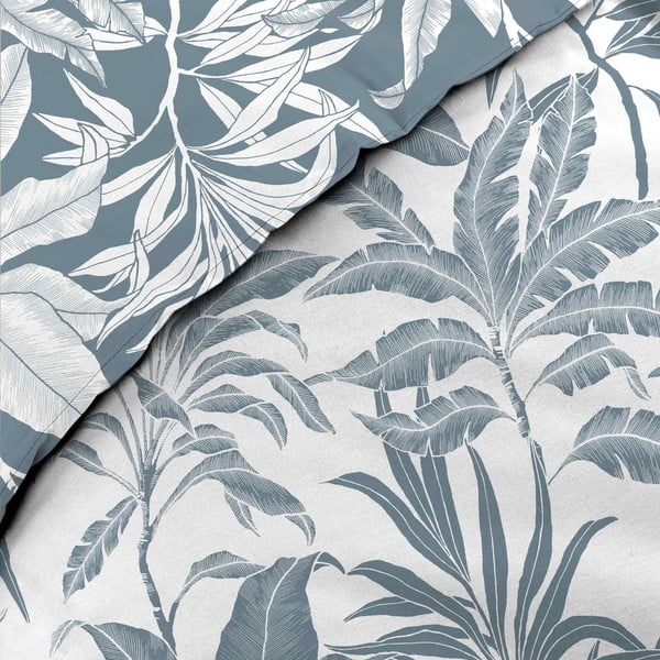 Bílé/modré bavlněné povlečení na dvoulůžko/prodloužené 240x220 cm Hera – douceur d'intérieur-image-2