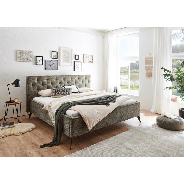 Tmavě zelená čalouněná dvoulůžková postel bez roštu 180x200 cm Alicante – Meise Möbel-image-1