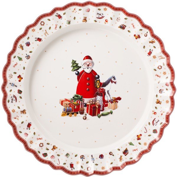 Bílý porcelánový servírovací talíř s vánočním motivem Villeroy & Boch, ø 45 cm