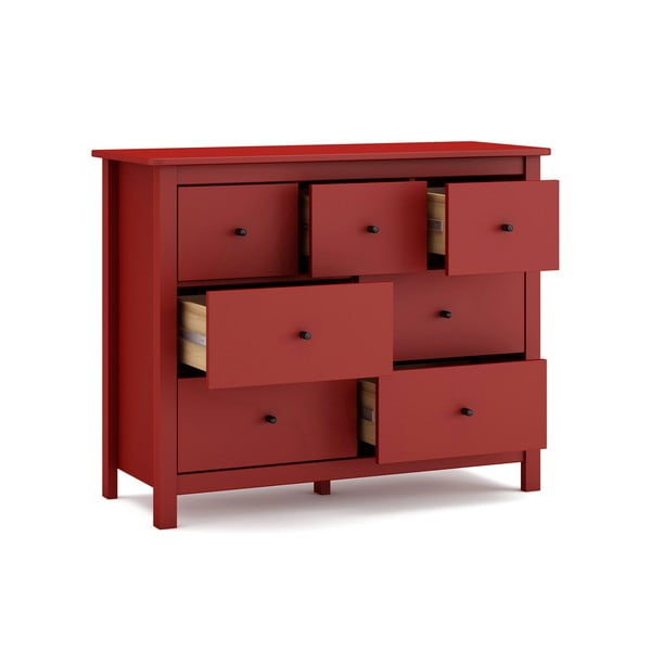 Červená nízká komoda z borovicového dřeva 110x80 cm Misti – Marckeric-image-3