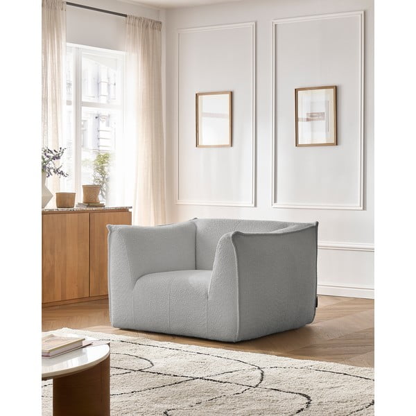 Světle šedé křeslo z textilie bouclé Giorgia – Bobochic Paris-image-1